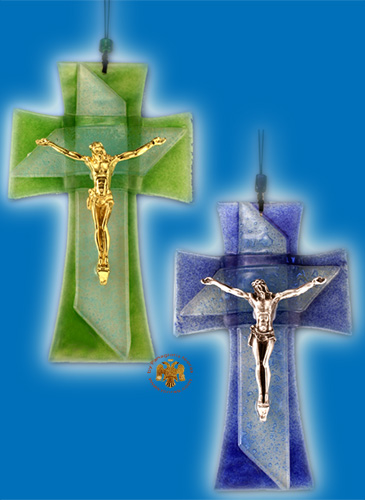 Orthodox Glass Fusing Cross 20cm